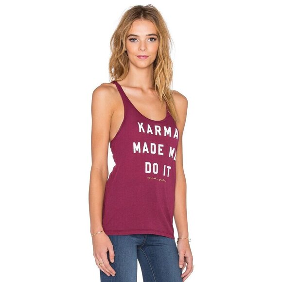 SPIRITUAL GANGSTER Crimson Red "Karma Made Me Do It" Racerback Tank, Size S - Picture 2 of 8